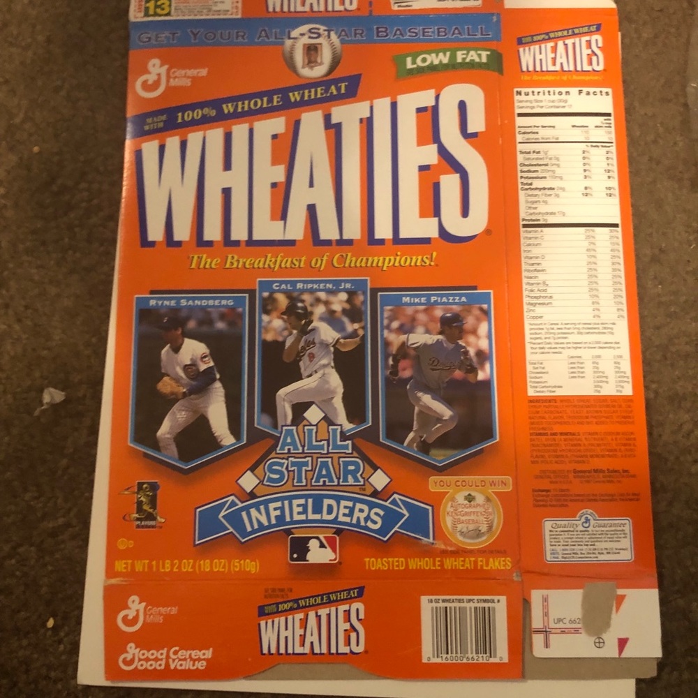 Wheaties box- MLB All Star infielder edition